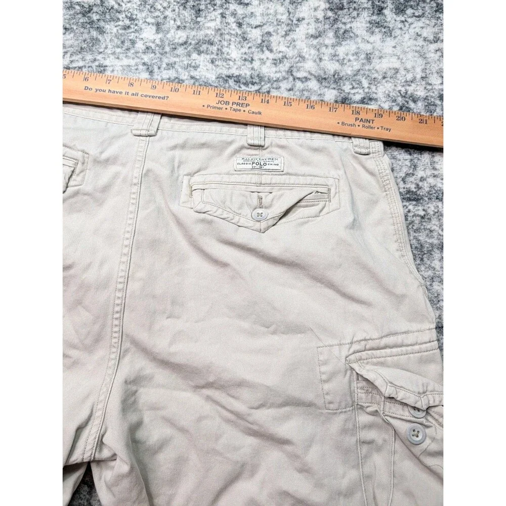 Polo Ralph Lauren Classic Chino Cargo Shorts Men 38 Cotton Beige Khaki